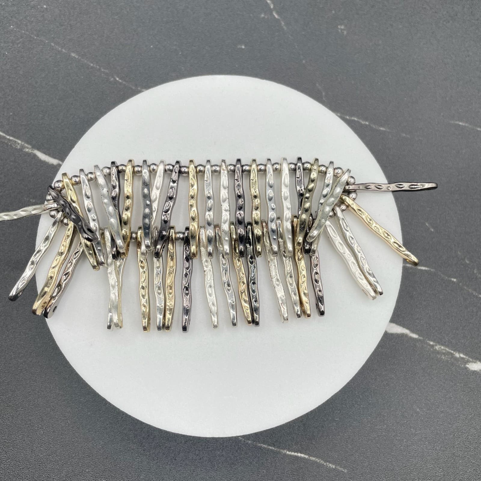 Vintage Multi-Tone Fringe Beaded Fashion Classic Retro Stretch Bracelet - Thumbnail 3