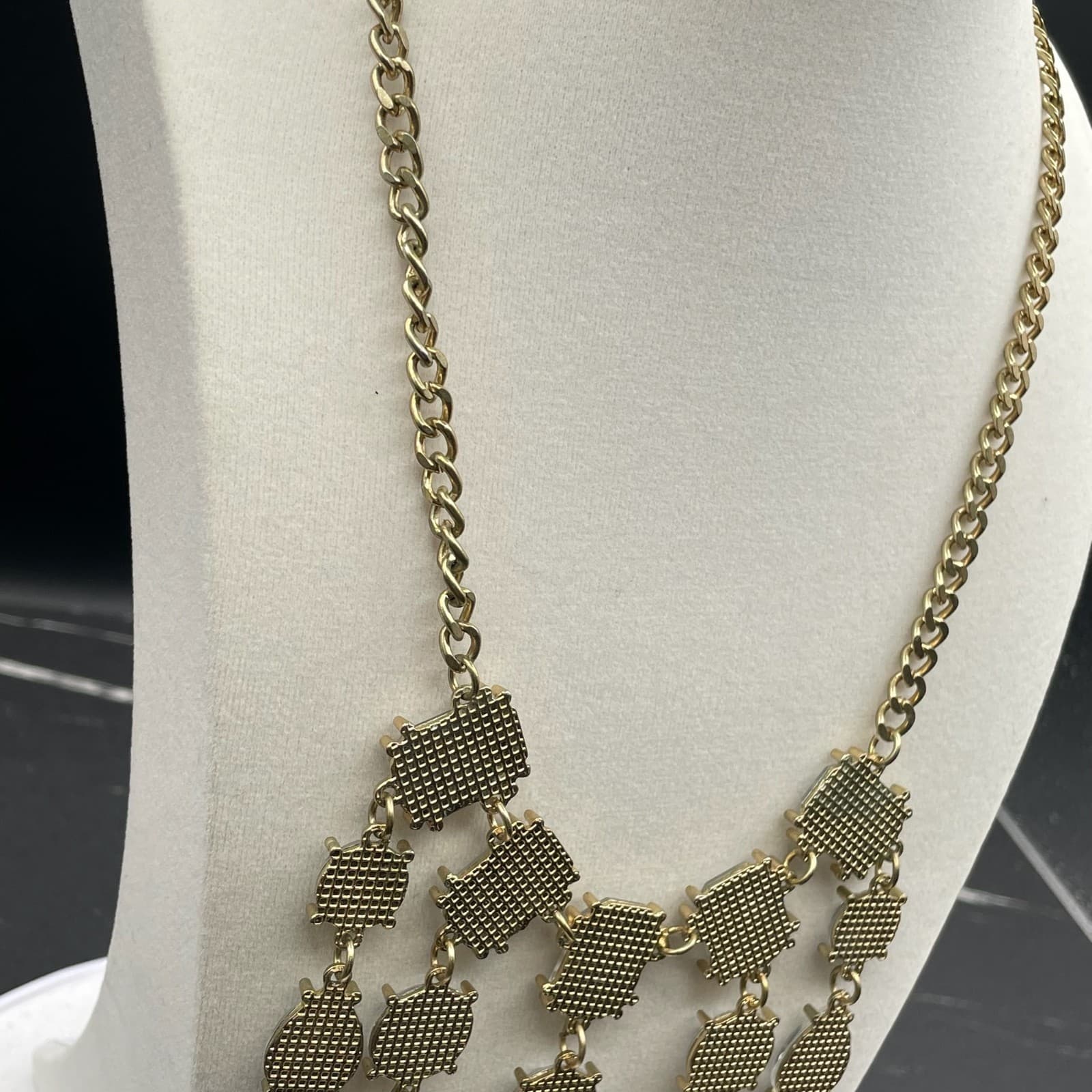Vintage Gold-Toned Adjustable Multi Faceted Crystal Dangle 17" Statement - Thumbnail 5