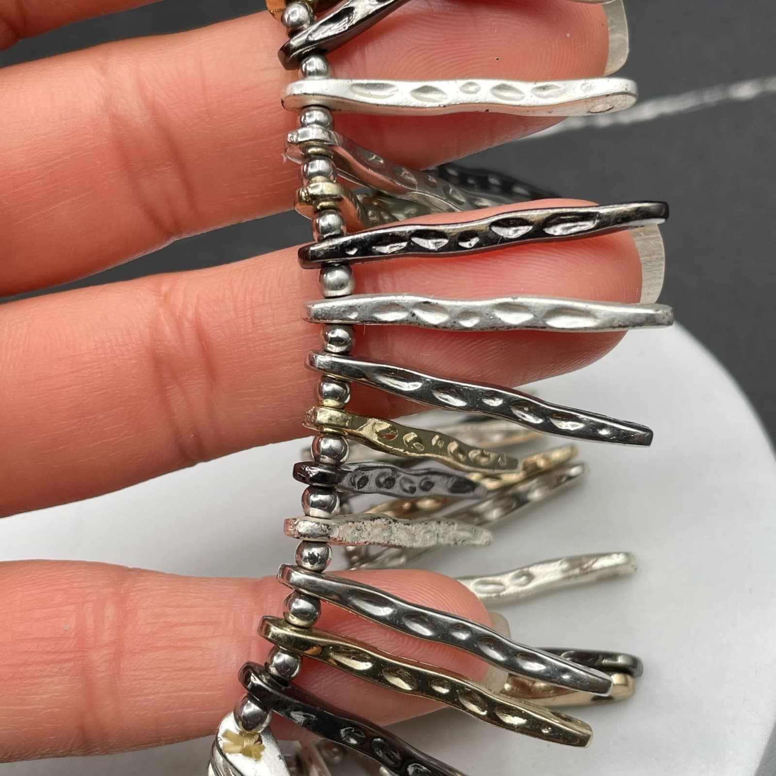 Vintage Multi-Tone Fringe Beaded Fashion Classic Retro Stretch Bracelet - Thumbnail 6