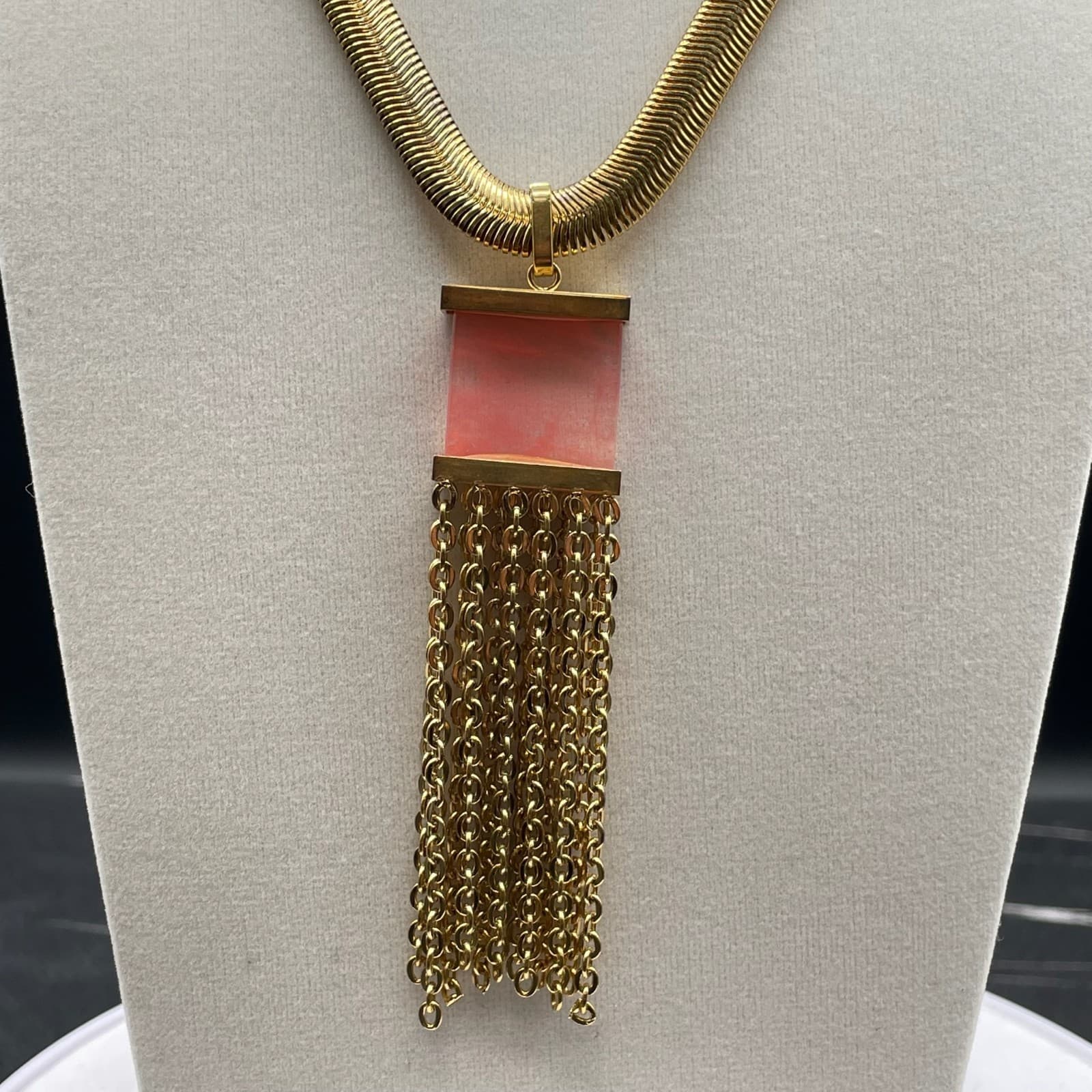 Vintage Contemporary Gold-Tone Classic Adjustable Snake Chain Tassel Lobster - Thumbnail 6