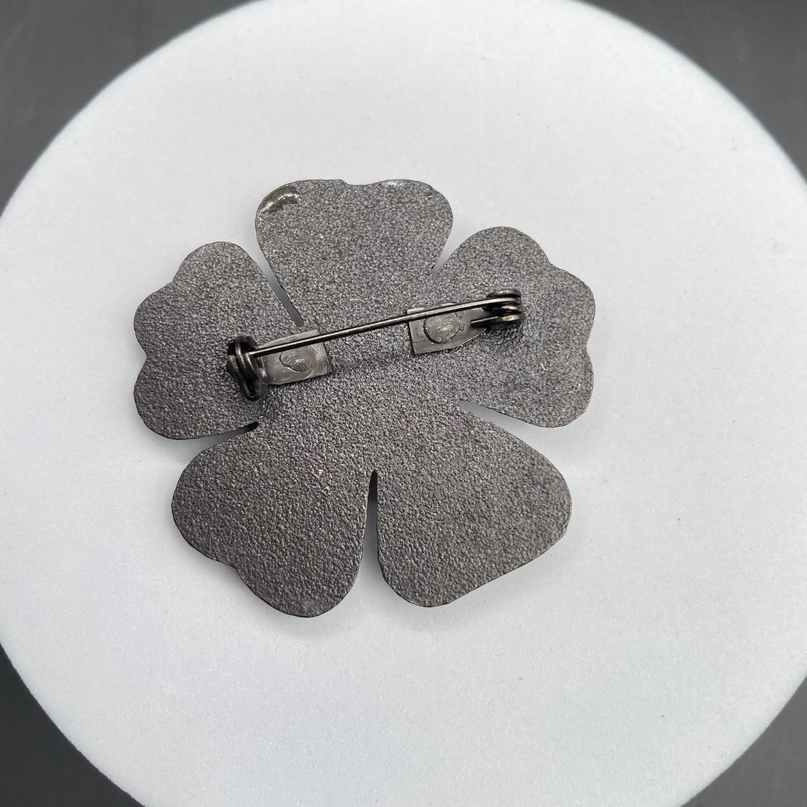 Vintage Rhinestone Purple Enamel Flower Classic Fshion Lapel Brooch Pin - Thumbnail 2