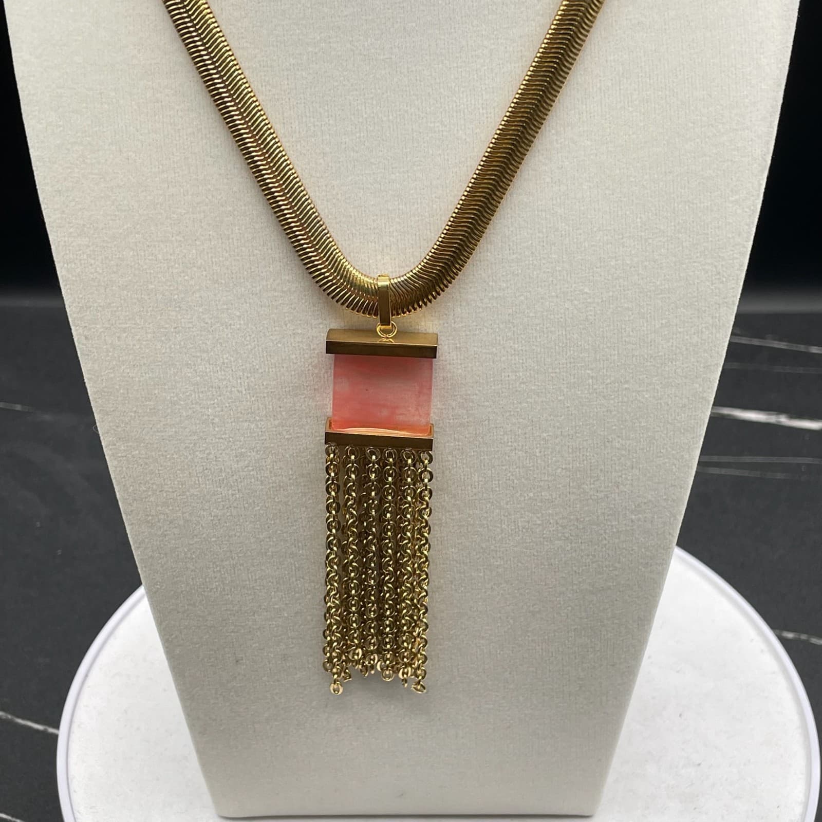 Vintage Contemporary Gold-Tone Classic Adjustable Snake Chain Tassel Lobster - Thumbnail 9