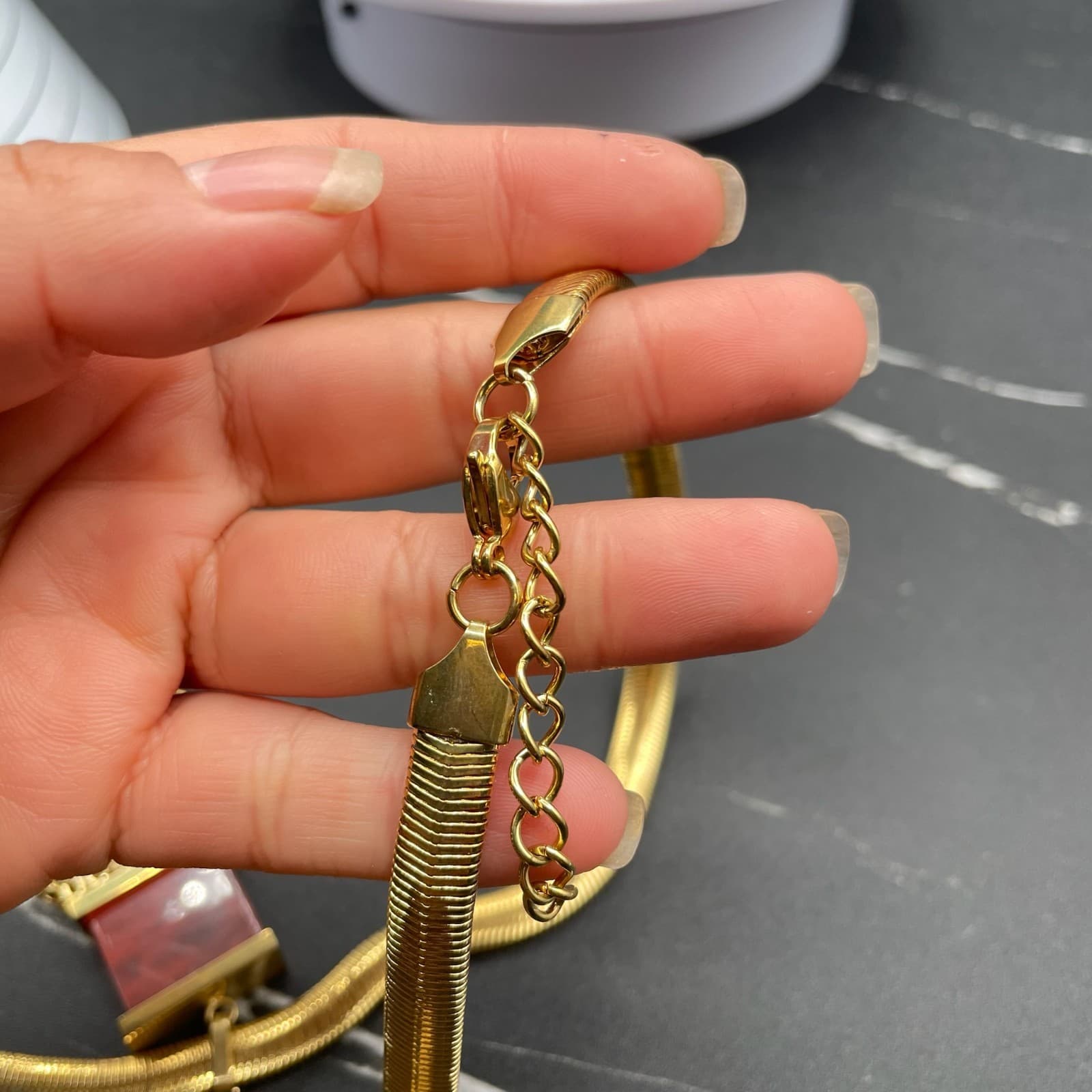 Vintage Contemporary Gold-Tone Classic Adjustable Snake Chain Tassel Lobster - Thumbnail 4