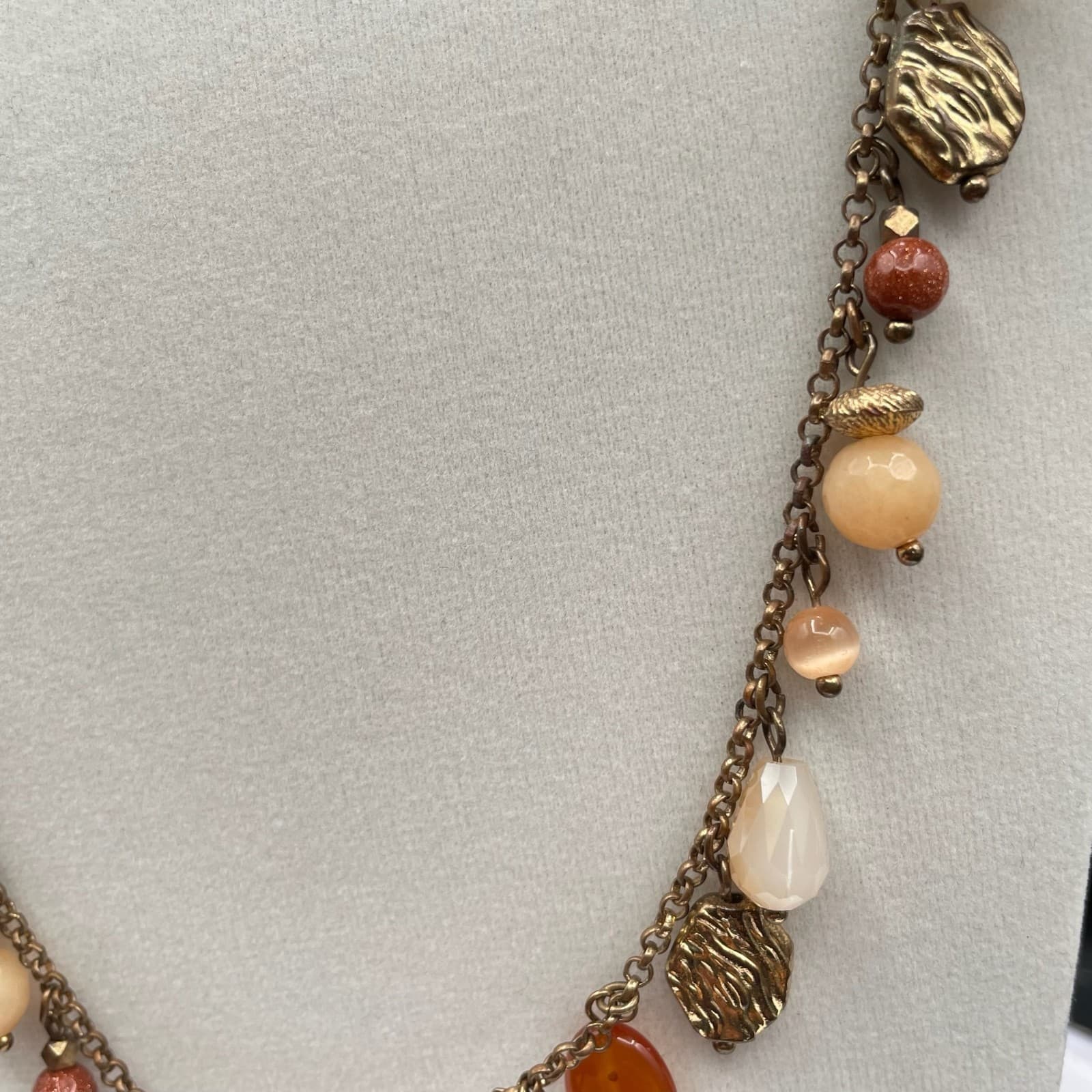 Vintage Gold-Tone Boho Classic Adjustable Beaded Statement Lobster Necklace - Thumbnail 5