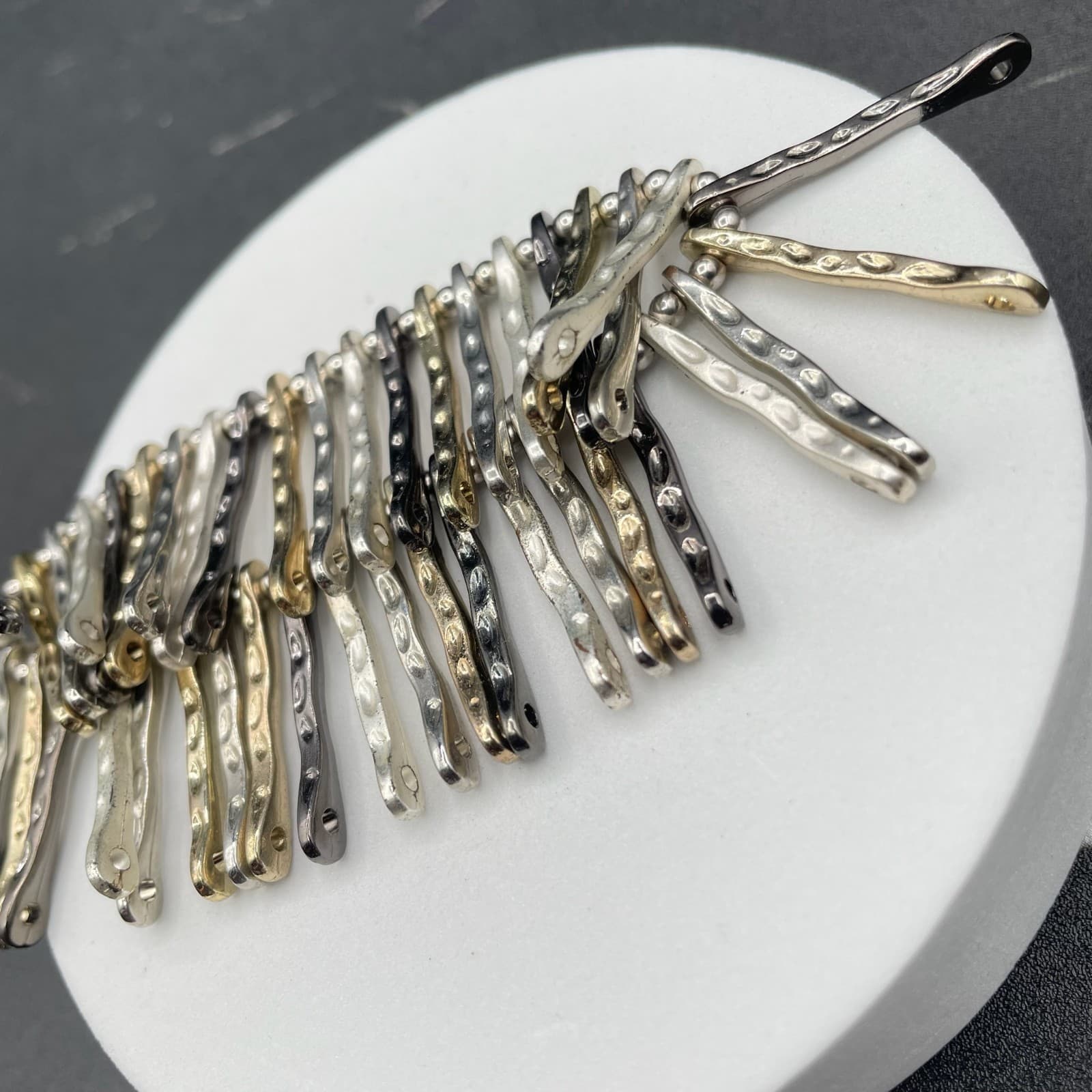 Vintage Multi-Tone Fringe Beaded Fashion Classic Retro Stretch Bracelet - Thumbnail 4
