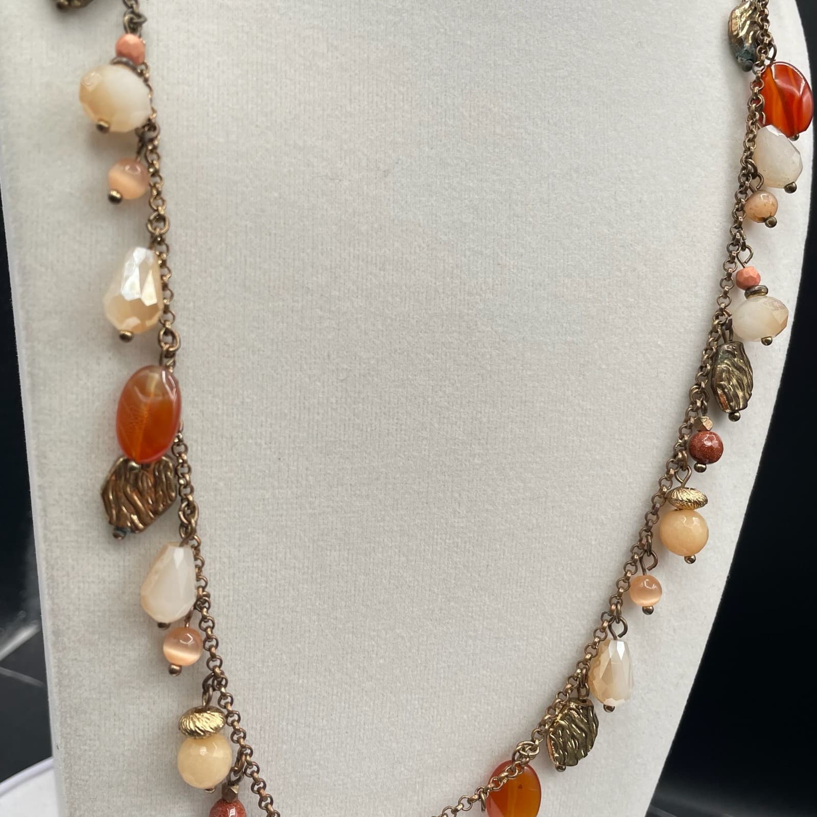 Vintage Gold-Tone Boho Classic Adjustable Beaded Statement Lobster Necklace - Thumbnail 3