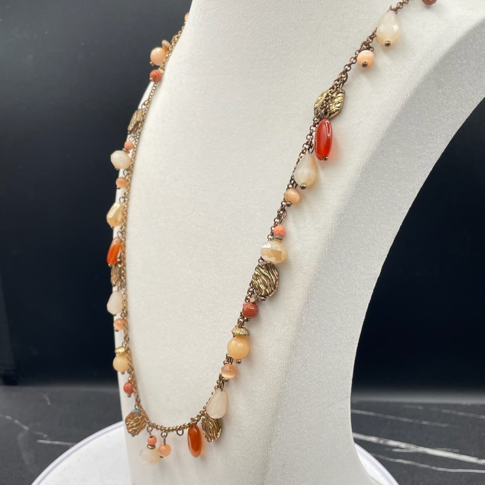 Vintage Gold-Tone Boho Classic Adjustable Beaded Statement Lobster Necklace - Thumbnail 7