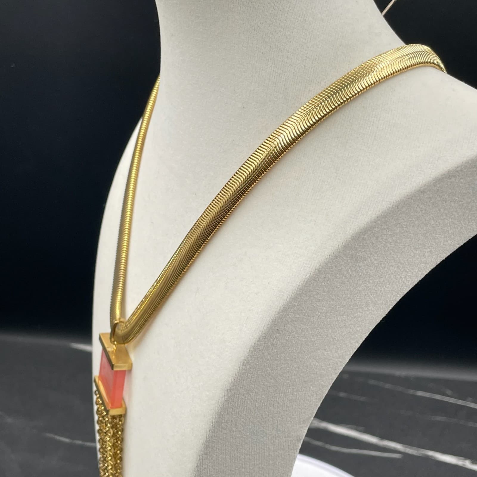 Vintage Contemporary Gold-Tone Classic Adjustable Snake Chain Tassel Lobster - Thumbnail 12