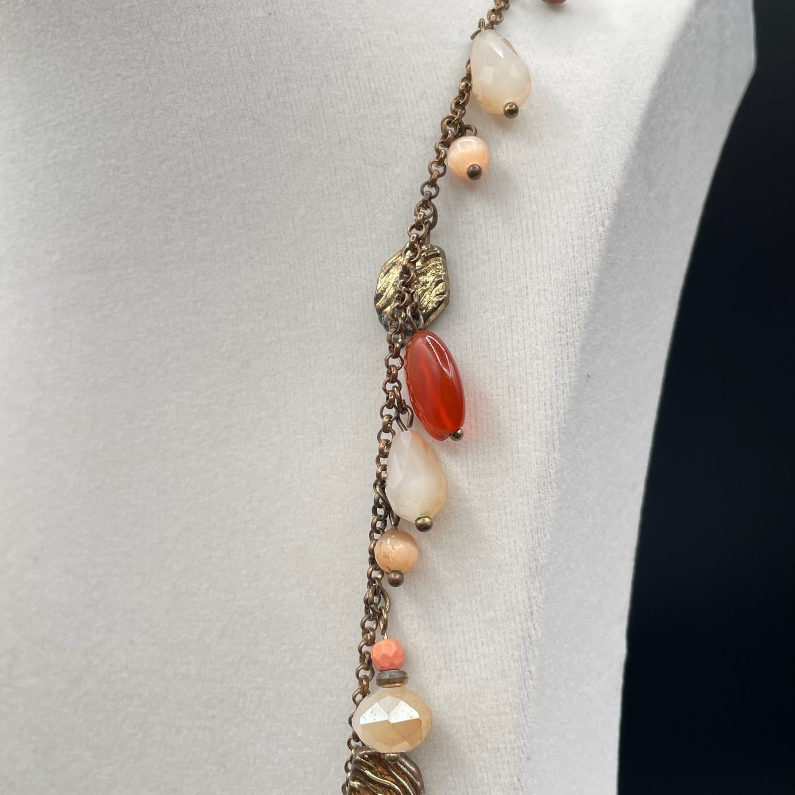 Vintage Gold-Tone Boho Classic Adjustable Beaded Statement Lobster Necklace - Thumbnail 6