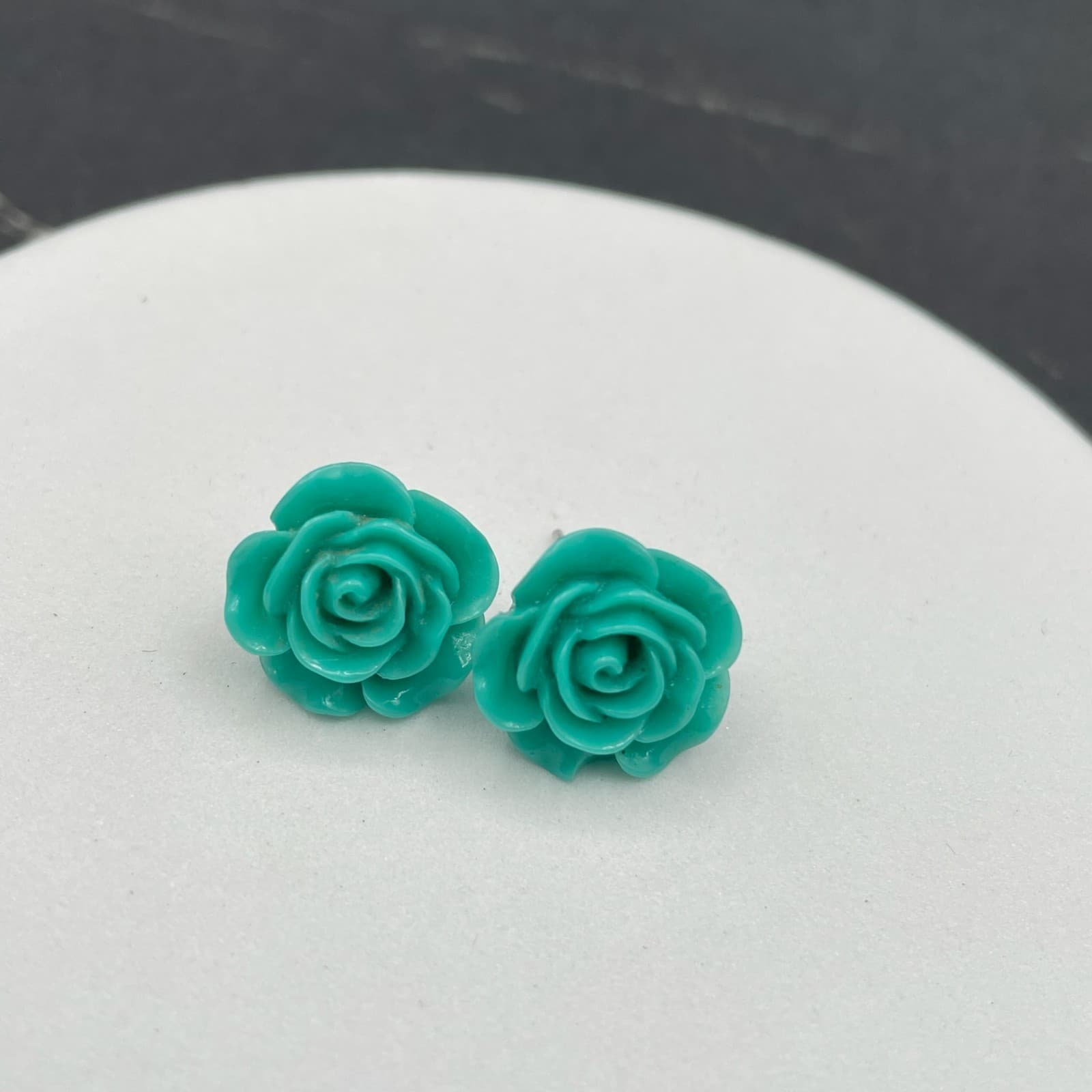 Vintage Fashion Turquoise Flower Rose Teardrop Stud Earrings Classic For Women's - Thumbnail 4