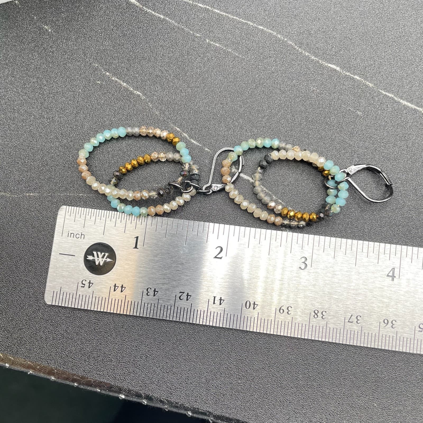 Boho Beaded Multi-Loop Dangle Earrings with Mixed Crystal Facets Y2K Style - Thumbnail 8