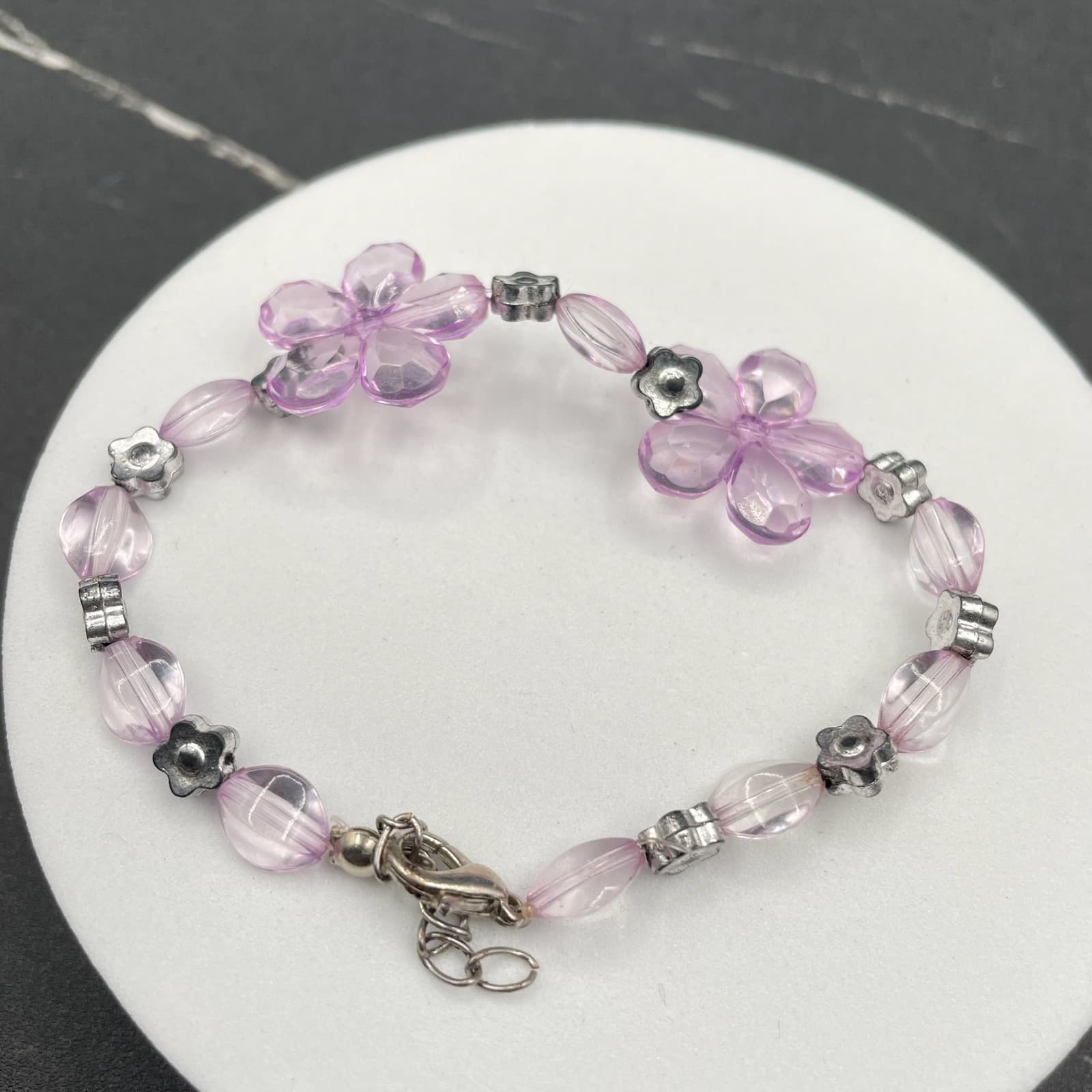 Vintage Haru Hana Spring Flower Plastic Fantasy Purple Classic Bracelet Earrings - Thumbnail 4