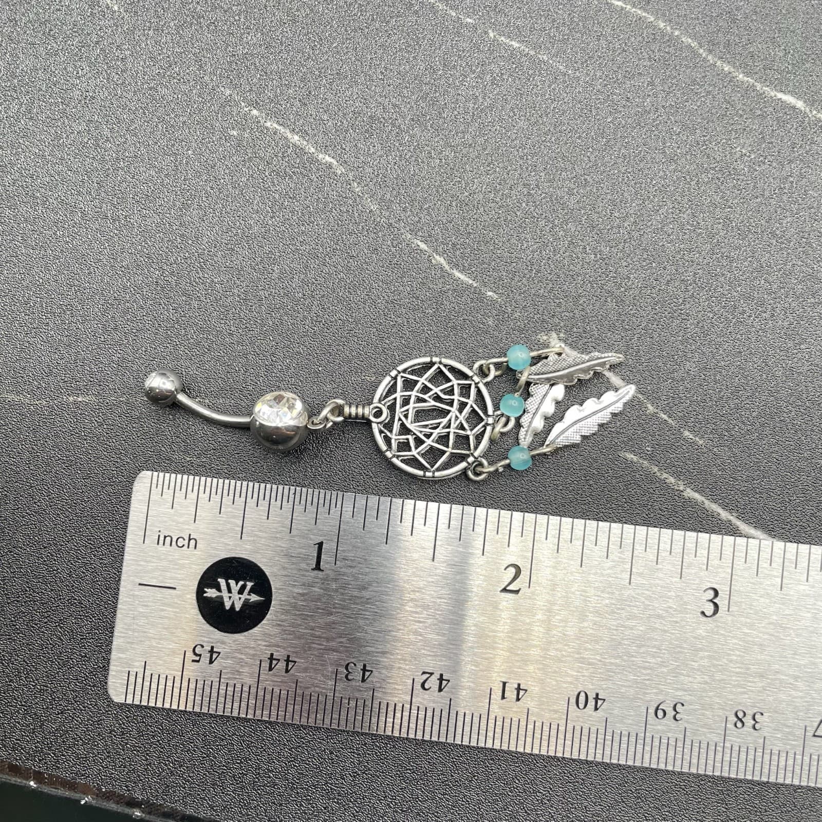Silver-Tone Dreamcatcher Belly Button Ring w/ Feathers Boho Navel - Thumbnail 8