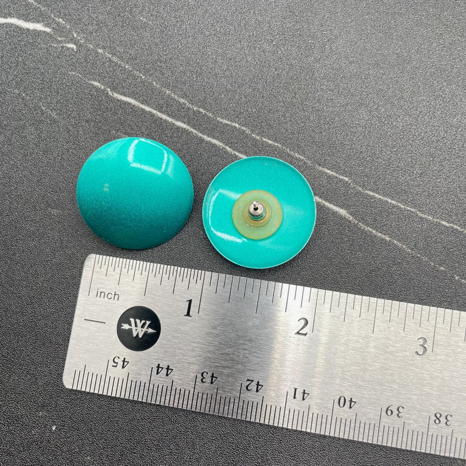 Vintage Post Back Classic Fashion Teal Enamel Button Dome Stud Earrings For - Thumbnail 6