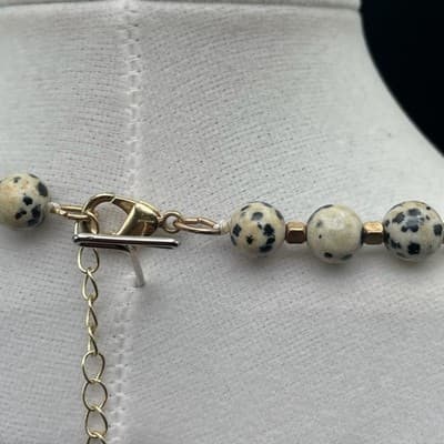Vintage Dalmatian Stone Tassel Opera Necklace Matinee Boho Statement 32" - Thumbnail 12