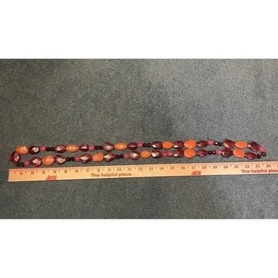 Vintage Chunky Statement Necklace Acrylic Resin Bib Beaded Y2K 90s Opera 48" - Thumbnail 8