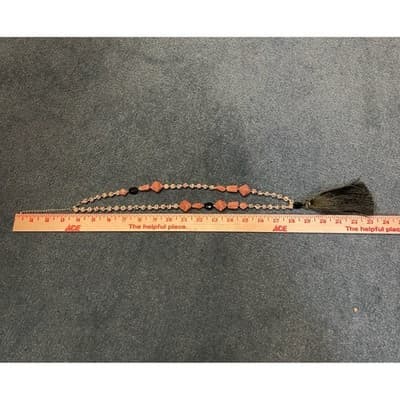 Vintage Dalmatian Stone Tassel Opera Necklace Matinee Boho Statement 32" - Thumbnail 13