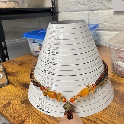 Necklace Multi Strand Beaded Boho Statement Faux Amber Shell Pendant Earthy - Thumbnail 12