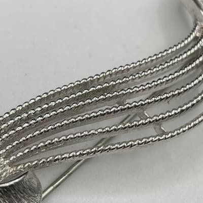 Swirl Brooch Silver Tone Ribbon Textured Layered Vintage Geometric - Thumbnail 8