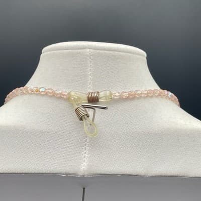 Eyeglasses Chain Necklace Pink Baroque Pearl Iridescent Glass Beaded 22 Inch - Thumbnail 7