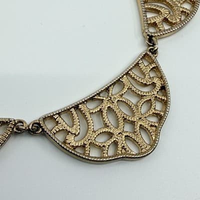 Vintage Antique Gold Tone Filigree Bracelet Openwork Cutout Multi Panel Wide 90s - Thumbnail 3