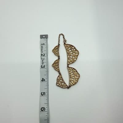 Vintage Antique Gold Tone Filigree Bracelet Openwork Cutout Multi Panel Wide 90s - Thumbnail 7