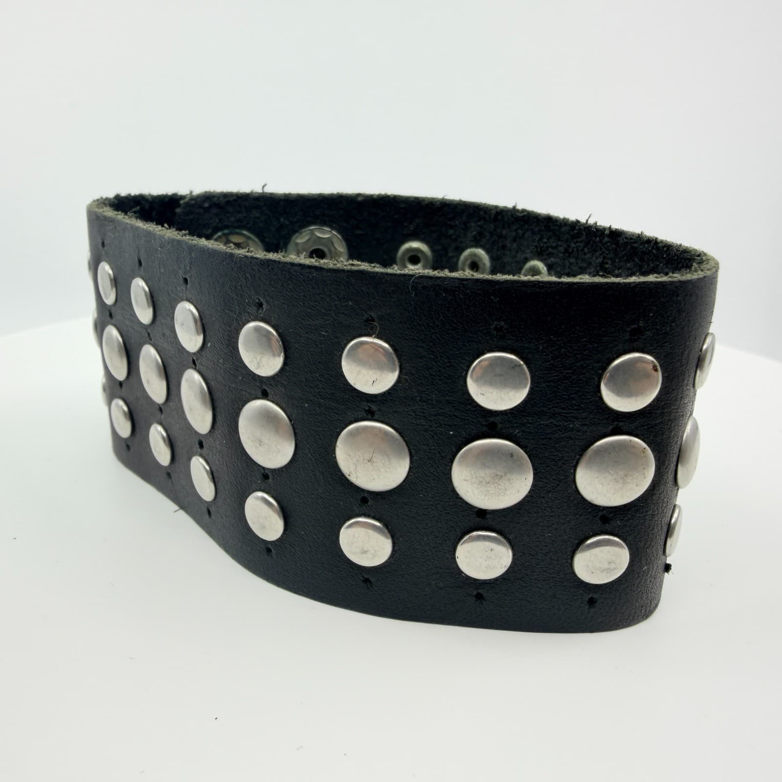Bracelet Hard Rock Cafe Iron Cross Leather Cuff Black Silver Tone Biker Retro - Thumbnail 8