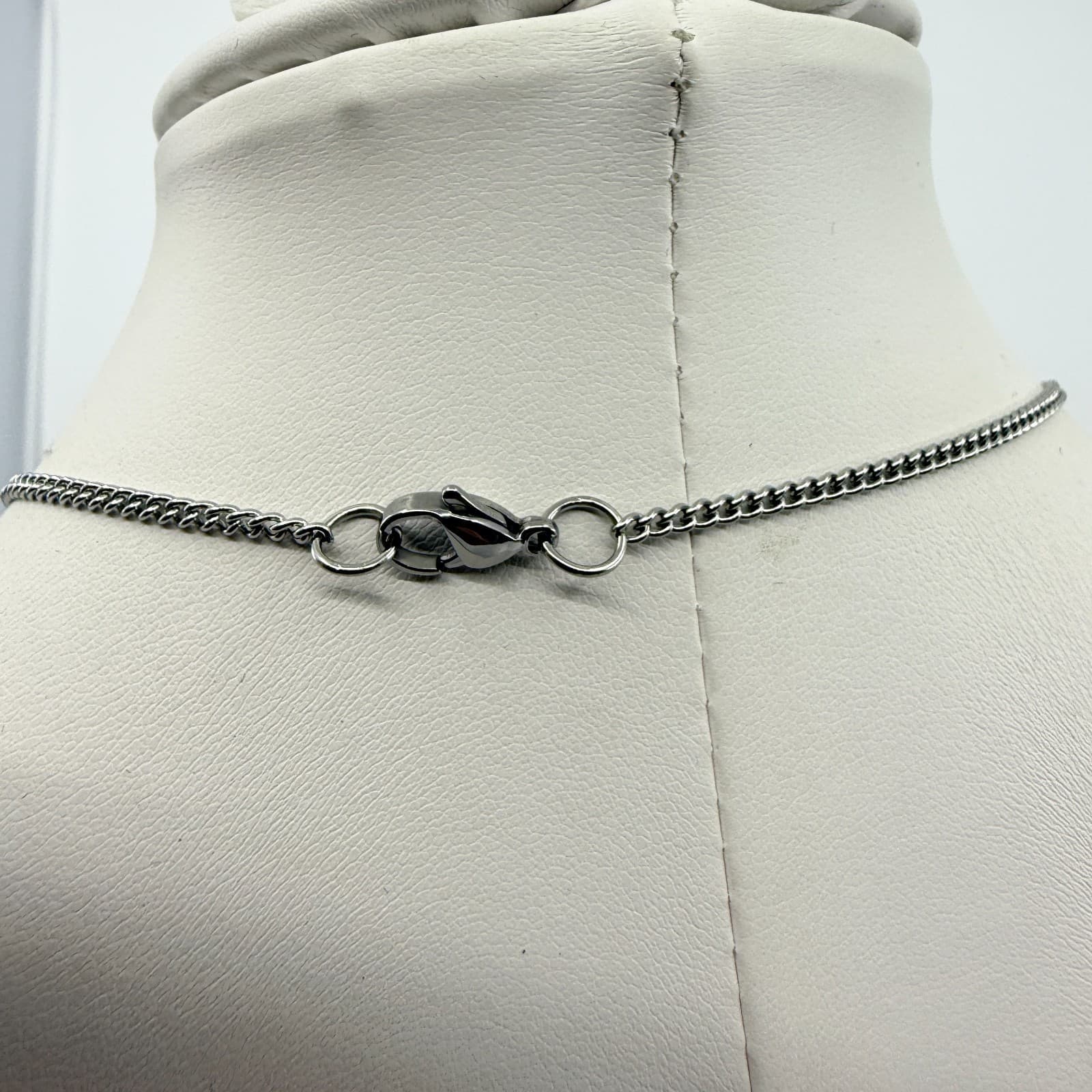 Necklace Vintage Silver Tone Graphic Photo Pendant Spike Thorn Retro Grunge 90s - Thumbnail 8