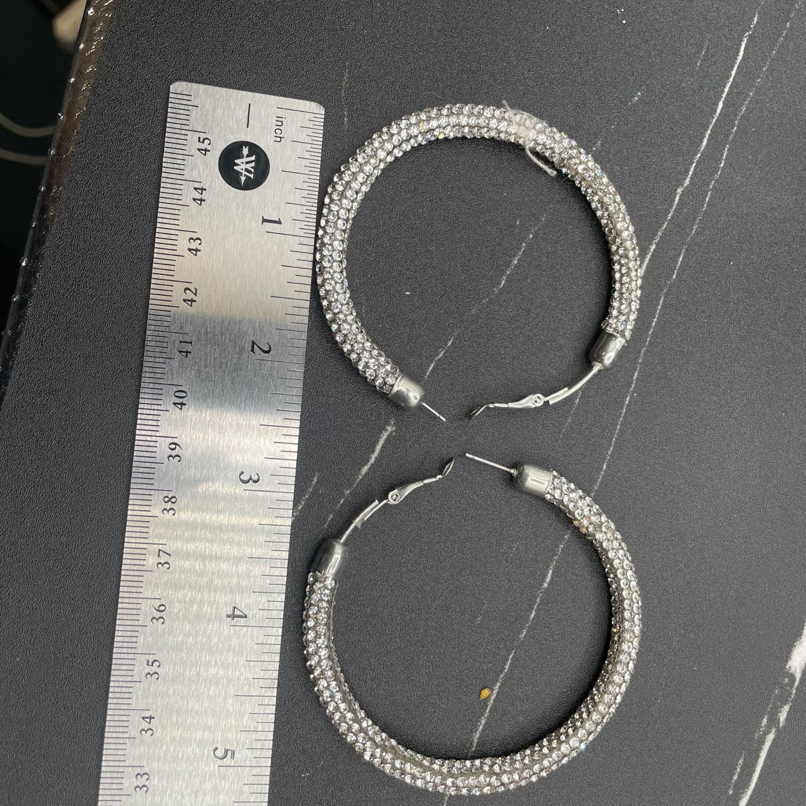 Large Rhinestone Encrusted Statement Hoop Earrings - Thumbnail 6