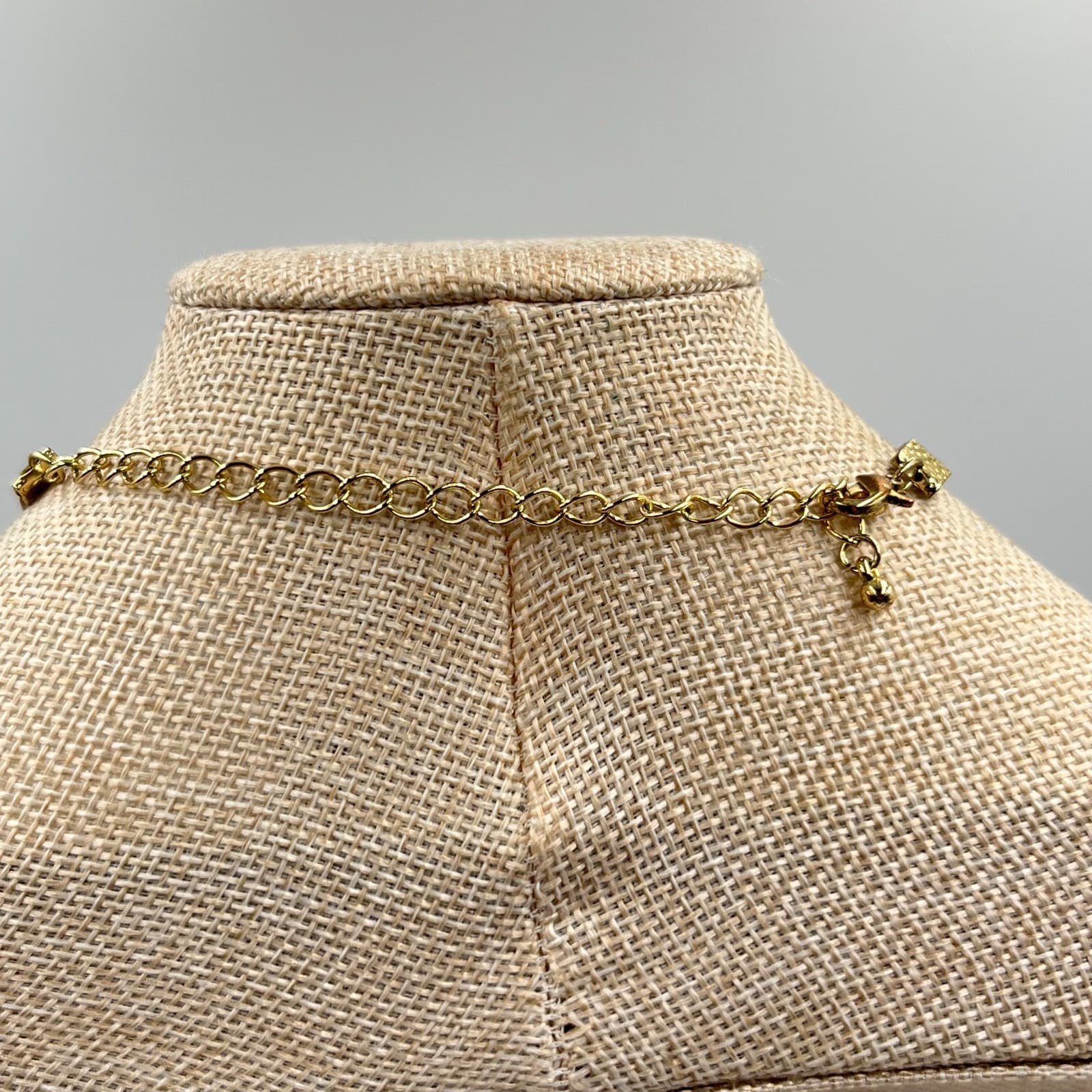 Vintage Boho Brown Faux Leather Choker Necklace Turquoise Stone Gold Tone 80s - Thumbnail 7