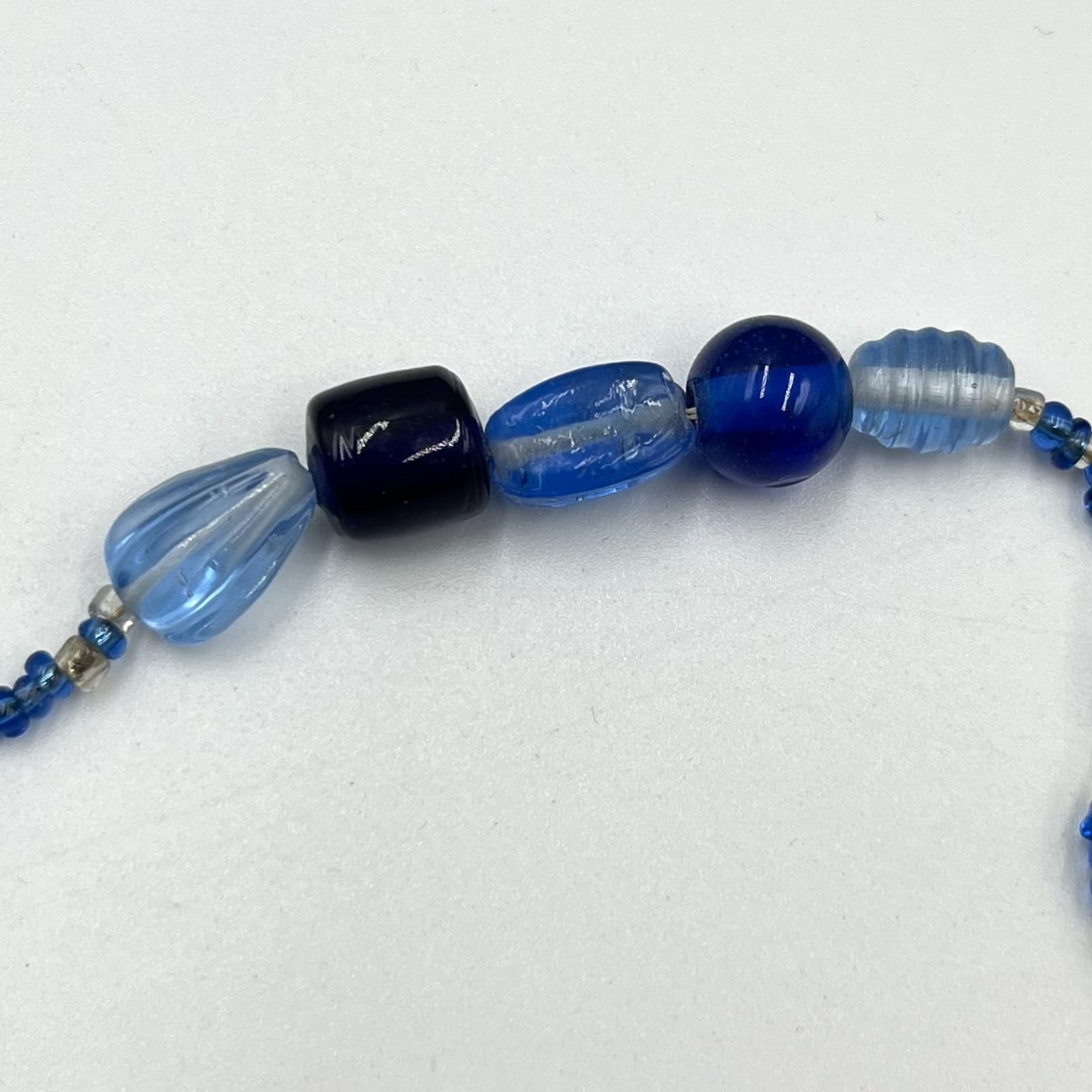 Vintage Boho Blue Glass Seed Bead Long Strand Necklace - Y2K Retro Classic - Thumbnail 3