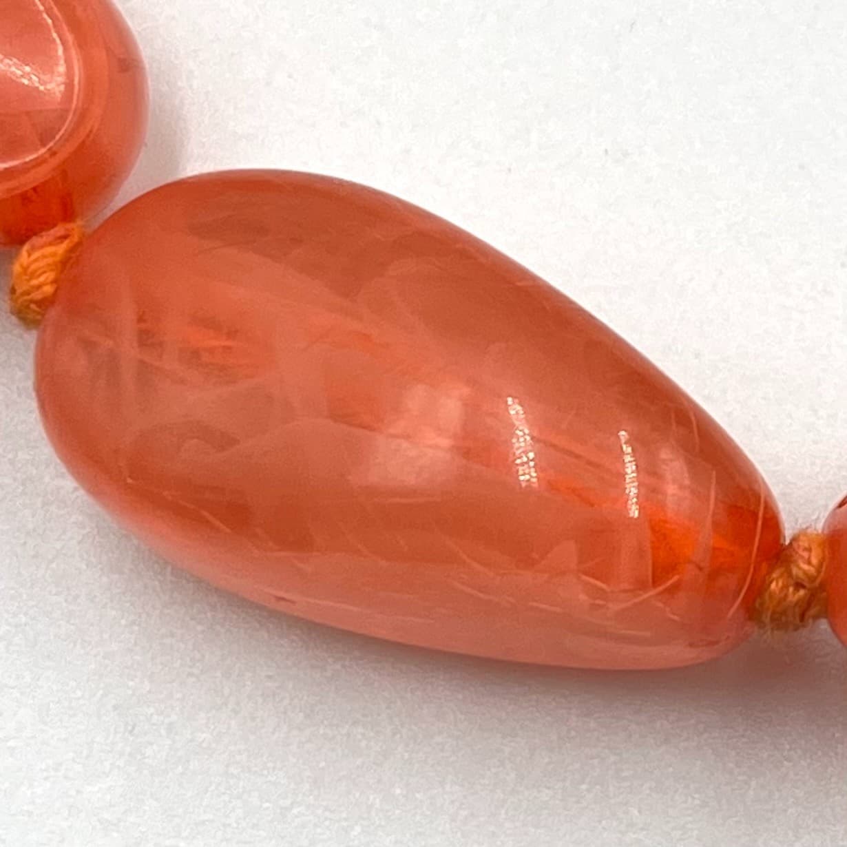 Vintage Retro Orange Marbled Resin Chunky Bead Necklace Boho Statement Classic - Thumbnail 4