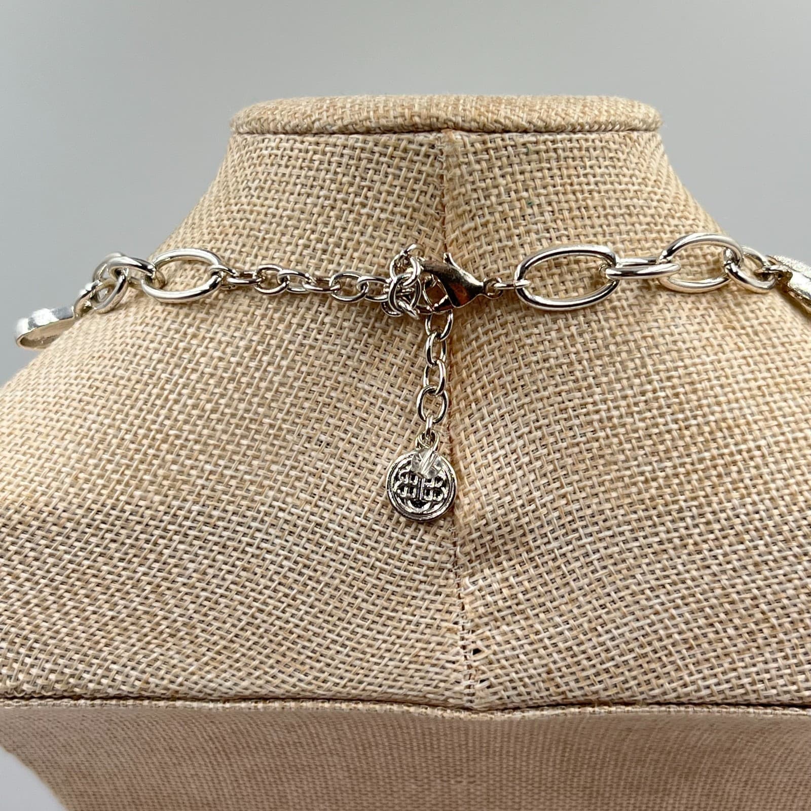 VTG Dana Buchman Silver Tone Textured Multi-Bead Collar Necklace Retro Statement - Thumbnail 8