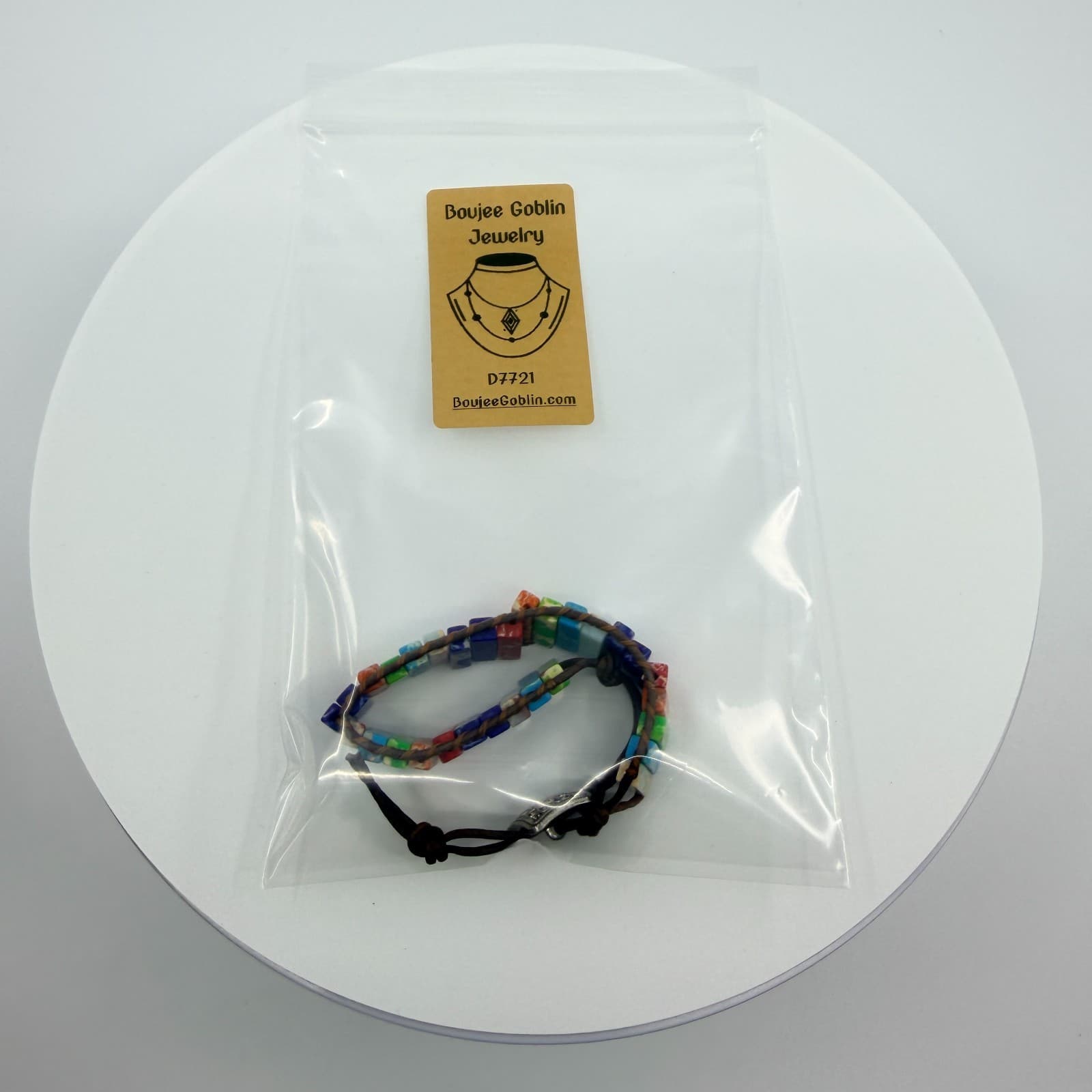 Bracelet Vintage Boho Leather Wrap Multicolor Rainbow Jasper Color Block Bead - Thumbnail 9