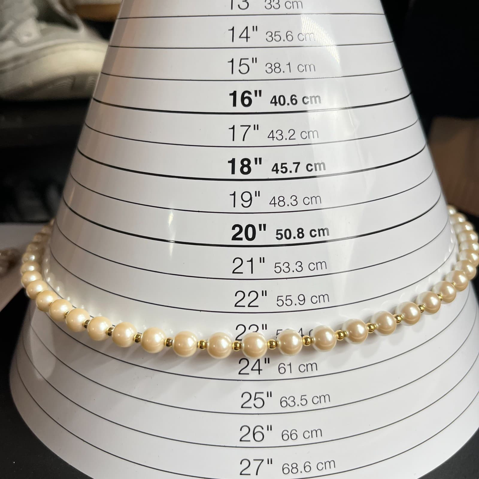 Vintage Cream Faux Pearl Necklace Gold Tone Spacer Beads German Silver Classic - Thumbnail 7