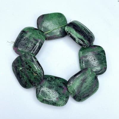 Vintage Ruby Zoisite Chunky Bead Bracelet Green Pink Stone Statement Stretch