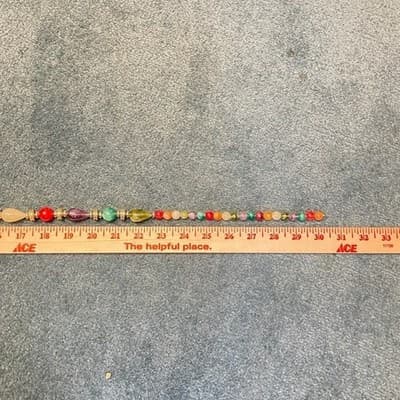 Vintage Long multi color bead necklace gold-tone spacers Teardrop 30 Inch - Thumbnail 14