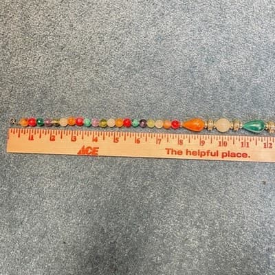 Vintage Long multi color bead necklace gold-tone spacers Teardrop 30 Inch - Thumbnail 12