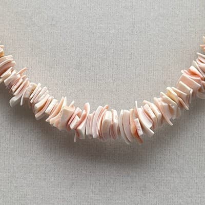 Vintage Peach White Chip Shell Surfer Pukka Choker Necklace Beach Jewellery - Thumbnail 3