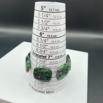 Vintage Ruby Zoisite Chunky Bead Bracelet Green Pink Stone Statement Stretch - Thumbnail 6