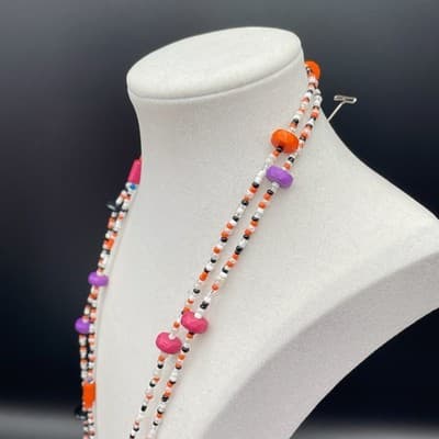 Vintage Multicolor Seed Bead Long Necklace Boho Y2K Layered Style - Thumbnail 9