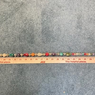 Vintage Long multi color bead necklace gold-tone spacers Teardrop 30 Inch - Thumbnail 13