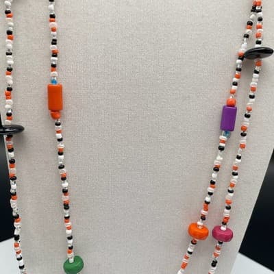 Vintage Multicolor Seed Bead Long Necklace Boho Y2K Layered Style - Thumbnail 5