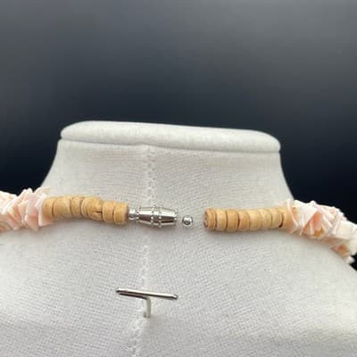 Vintage Peach White Chip Shell Surfer Pukka Choker Necklace Beach Jewellery - Thumbnail 6
