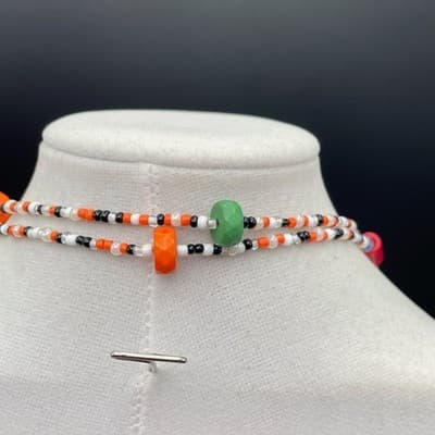 Vintage Multicolor Seed Bead Long Necklace Boho Y2K Layered Style - Thumbnail 7