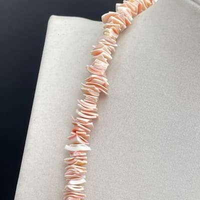 Vintage Peach White Chip Shell Surfer Pukka Choker Necklace Beach Jewellery - Thumbnail 2