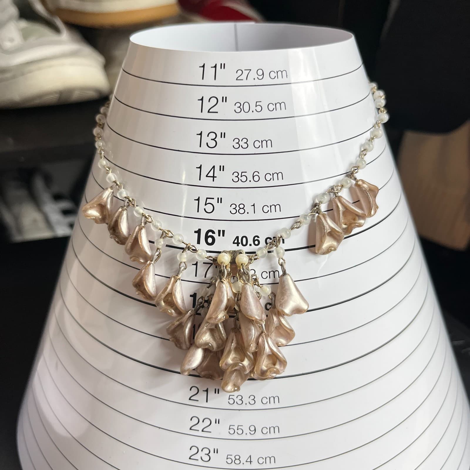 Vintage Rose Gold Tone Waterfall Necklace & Ornate Rose Jewelry Casket Set Retro - Thumbnail 12