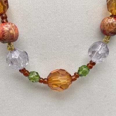 Vintage Women's Handcrafted Artistic Beautiful Glass Bead Necklace Jewelry 20 In - Thumbnail 5
