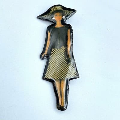 Vintage Silver-Tone Barbie Pretty as a Picture Fashion Brooch Pin Design
