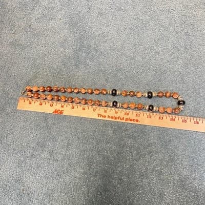 Acrylic Brown & Black Bead Statement Necklace w/ Silver Tone Accents - Thumbnail 9